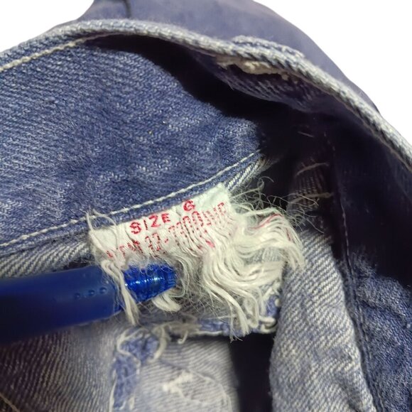 6 Vintage 1970's 18x12 Boys Jeans Raw DENIM FRAYED EDGE HIPPY PLAY - Picture 5 of 5